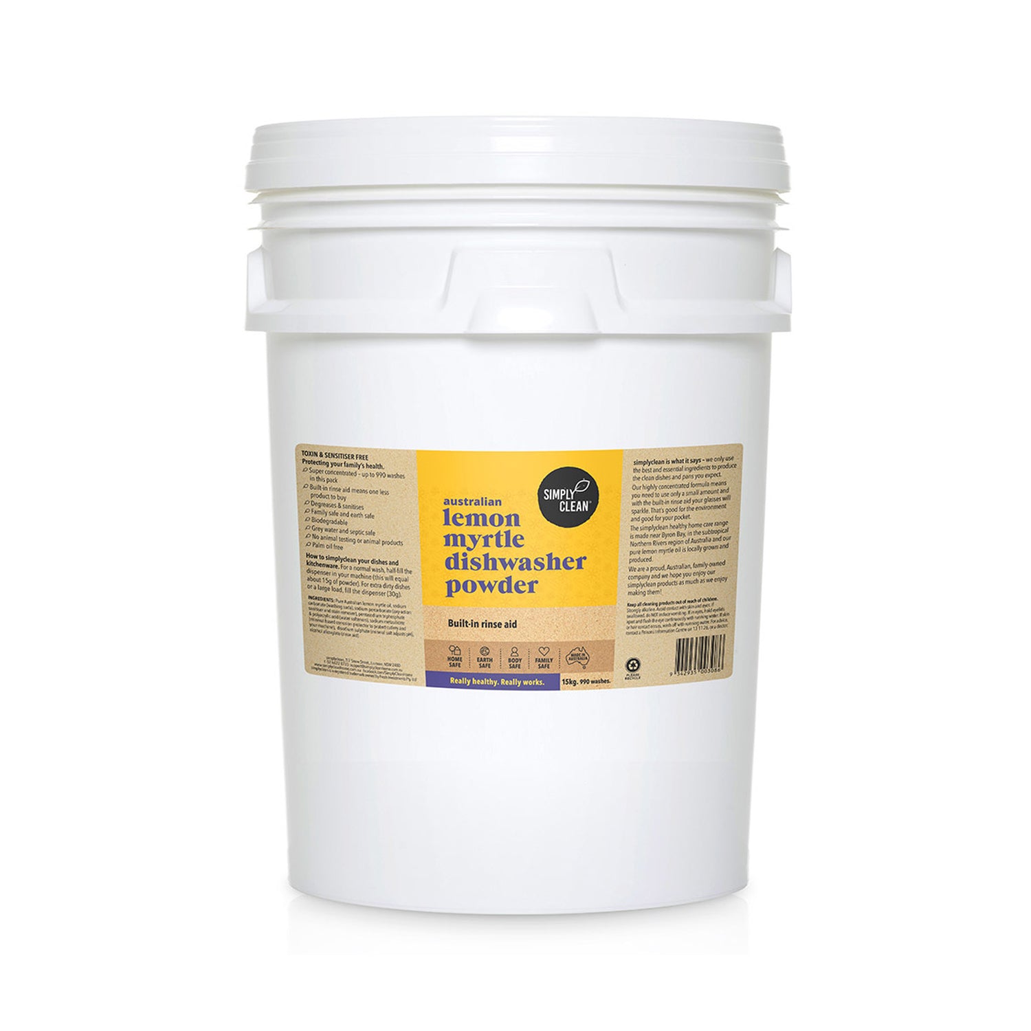 Simply Clean Lemon Myrtle Dishwasher Powder [REFILL]-The Living Co.