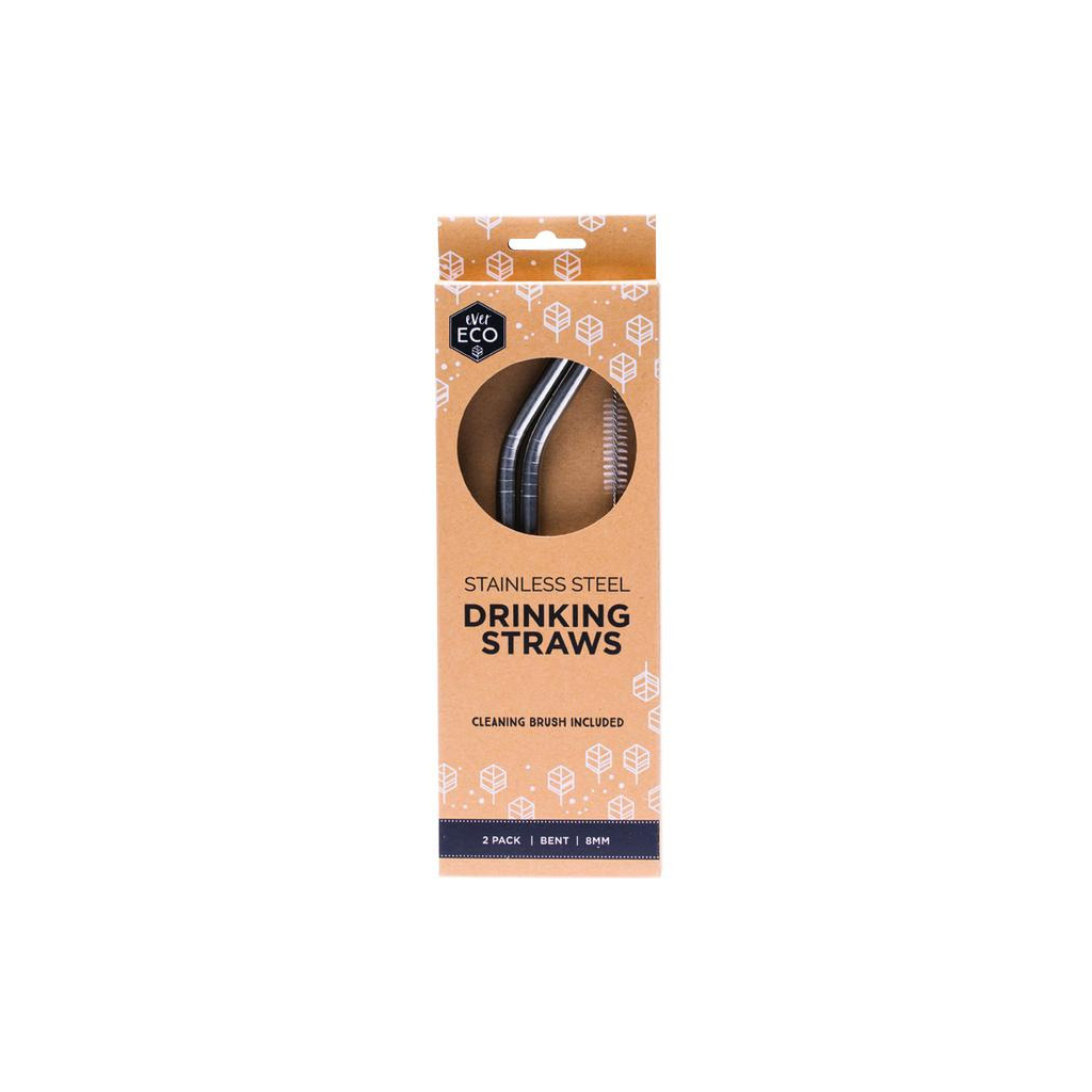 Ever Eco Stainless Steel Straws Bent - 2pk-The Living Co.