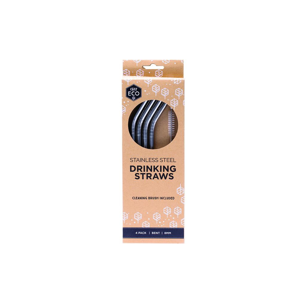 Ever Eco Stainless Steel Straws Bent - 4pk-The Living Co.