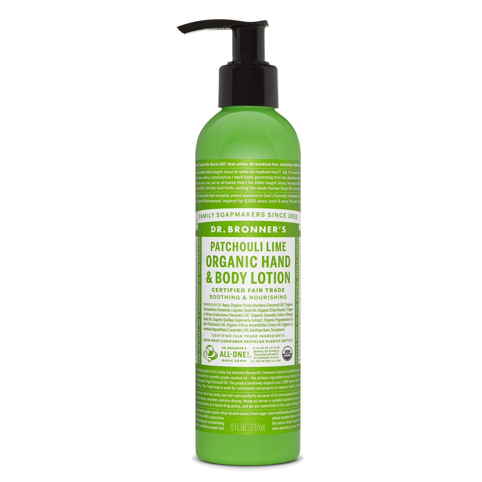 Dr. Bronner's Lotion Patchouli Lime 237ml-The Living Co.