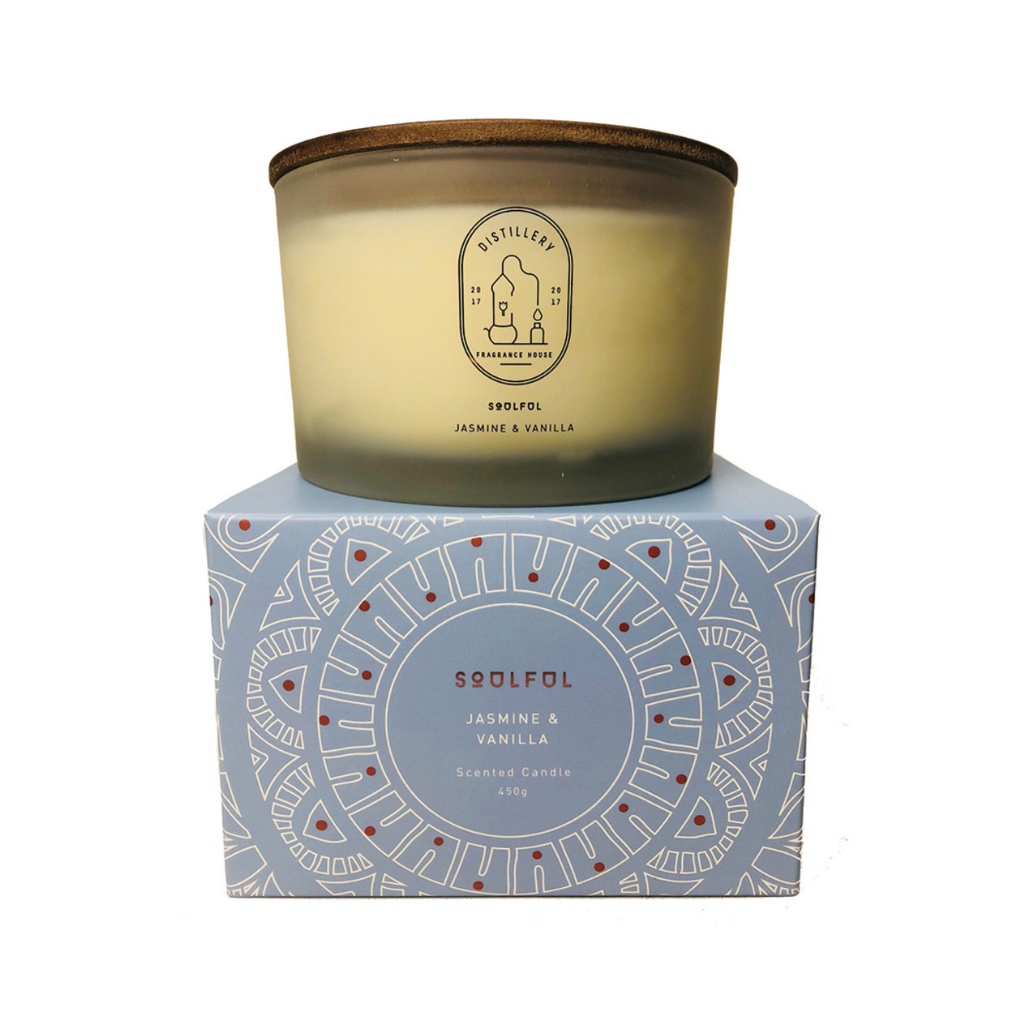 Distillery Fragrance House Soy candle Soulful Jasmine and Vanilla 450g-The Living Co.