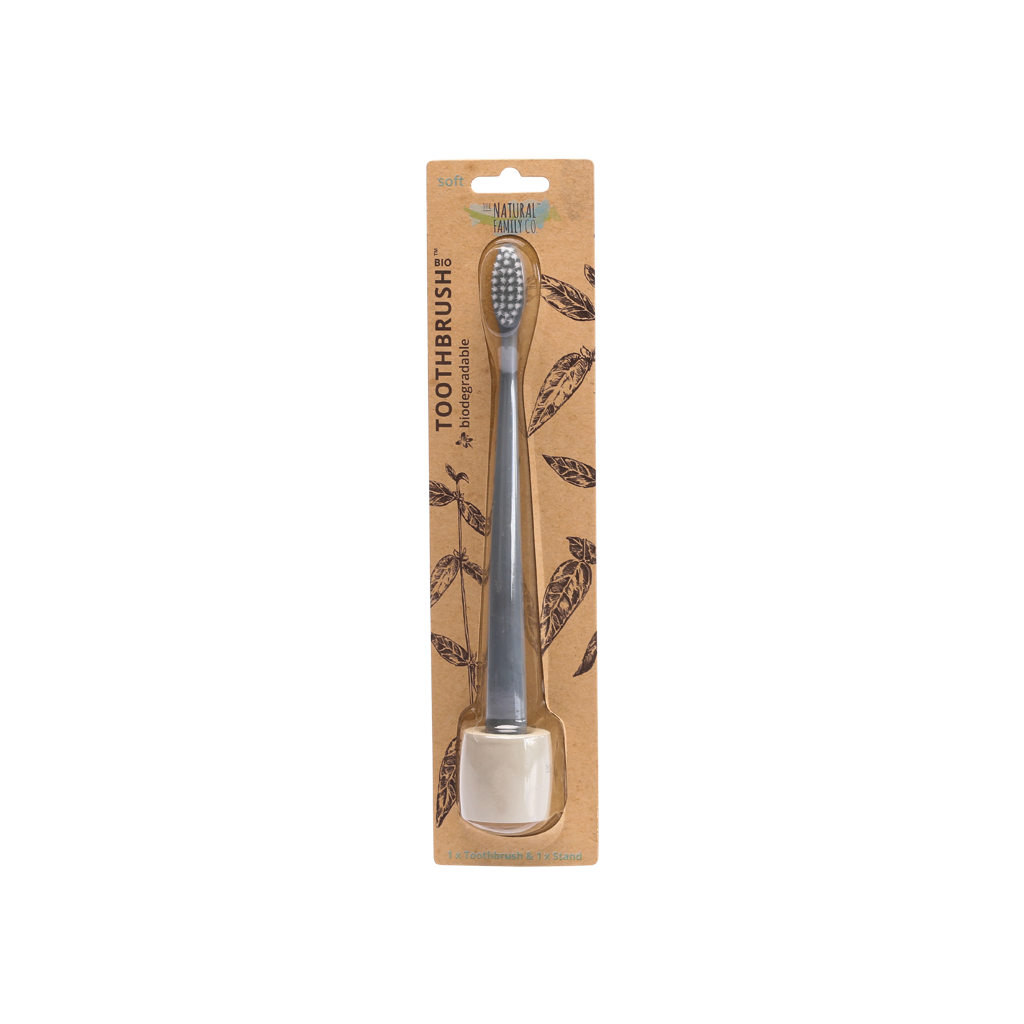 NFco Bio Toothbrush & Stand Soft - Monsoon Mist-The Living Co.