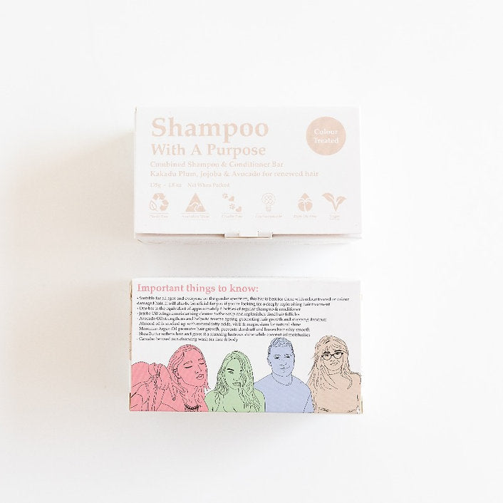 Shampoo With A Purpose Colour Treated Hair Shampoo/Conditioner Bar-The Living Co.