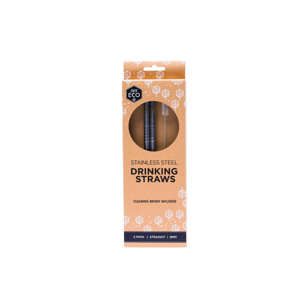 Ever Eco Stainless Steel Straws Straight - 2pk-The Living Co.