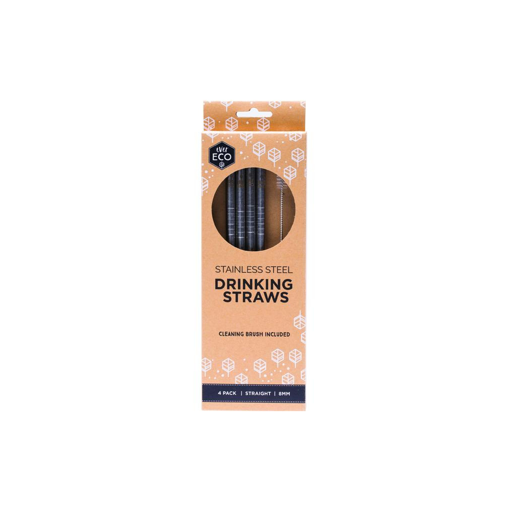 Ever Eco Stainless Steel Straws Straight - 4pk-The Living Co.