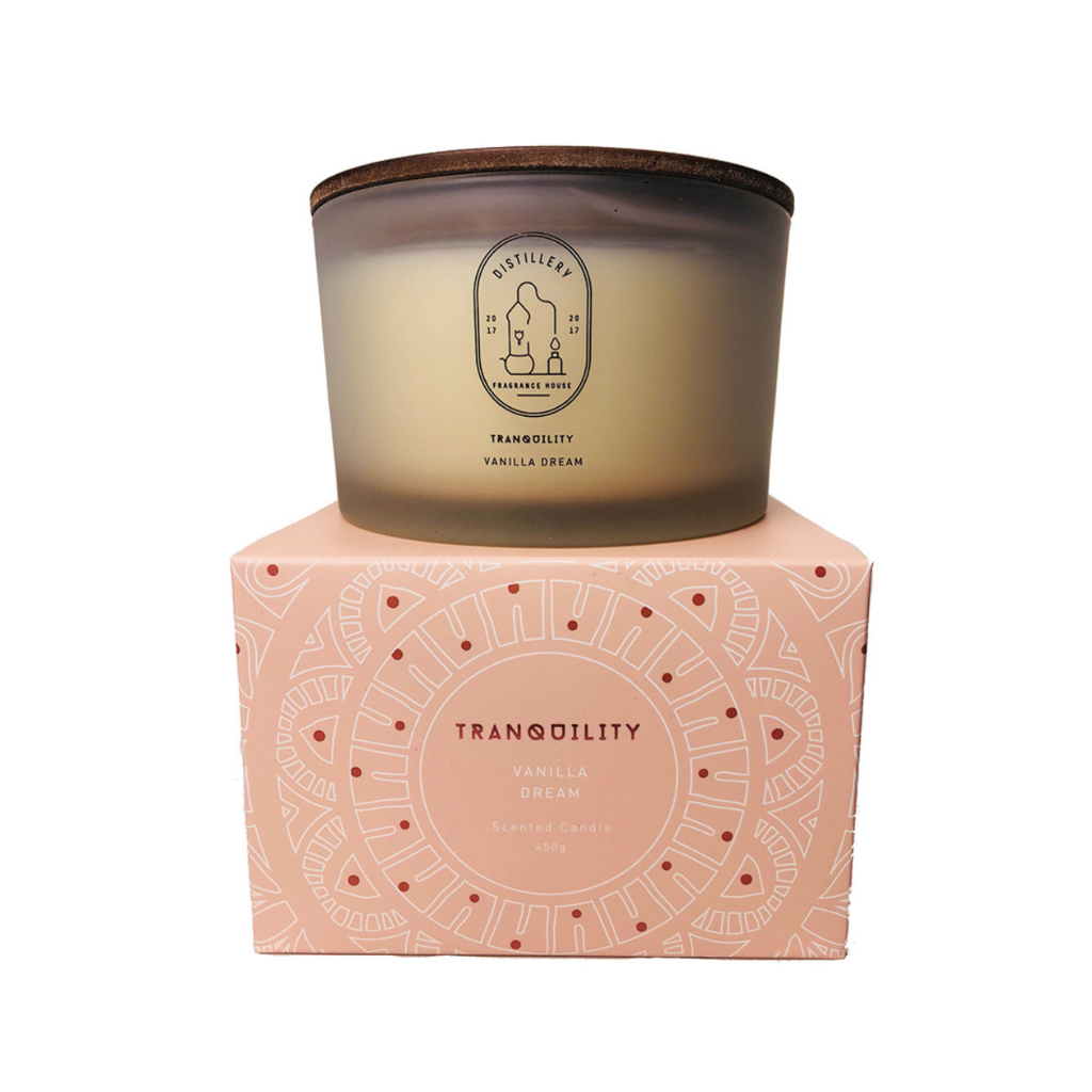 Distillery Fragrance House Soy Candle Tranquillity Vanilla Dream 450g-The Living Co.