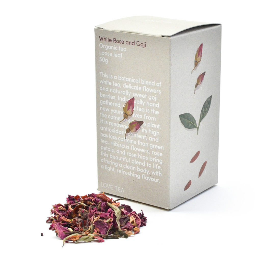 Love Tea Organic White Rose and Goji 50g-The Living Co.